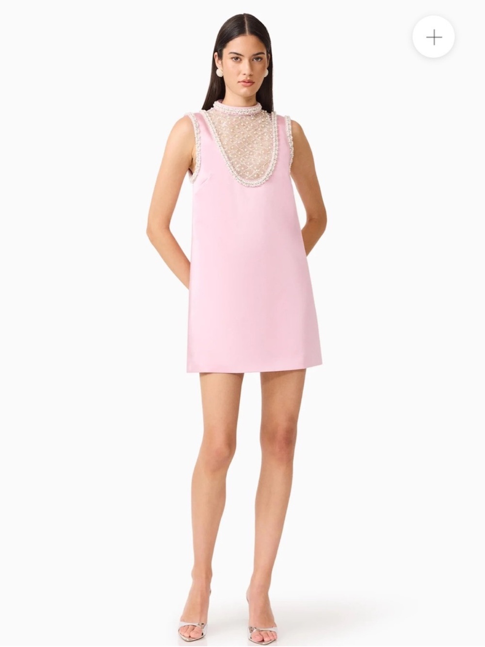 elliatt espera pink sleevless pearl embellished shift mini dress size medium NEW